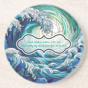 Create Your Own Stained Glass Moonlit Waves Coaster
