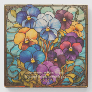 Create Your Own Stained Glass Pansies Window Stone Coaster