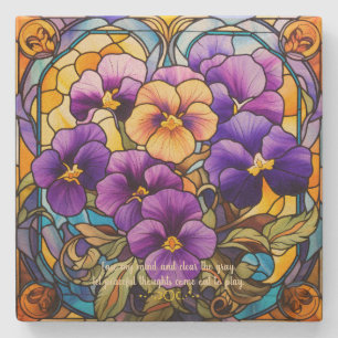 Create Your Own Stained Glass Pansy Flower Garden Stone Coaster