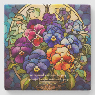 Create Your Own Stained Glass Pansy Flower Posy Stone Coaster
