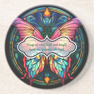 Create Your Own Stained Glass Pink Butterfly Coaster