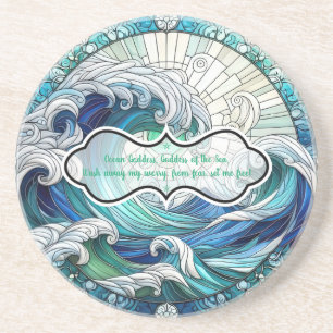 Create Your Own Stained Glass Radiant Ocean Waves Coaster