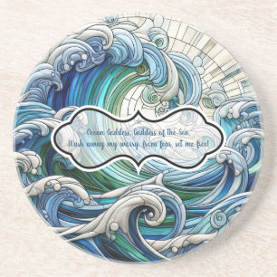 Create Your Own Stained Glass Radiant Wavy Ocean Coaster