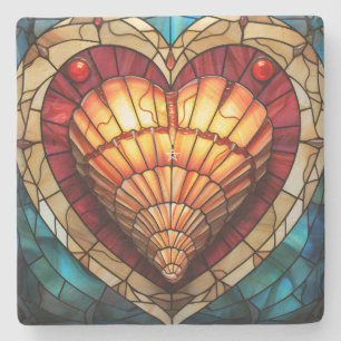 Create Your Own Stained Glass Seashell Heart Stone Coaster