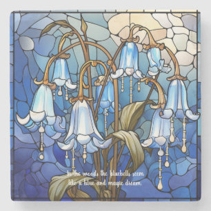 Create Your Own Stained Glass Silvery Bluebells Stone Coaster