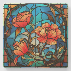 Create Your Own Stained Glass Spring Parrot Tulips Stone Coaster