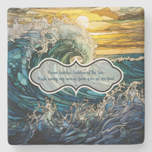 Create Your Own Stained Glass Style Sunny Waves Stone Coaster