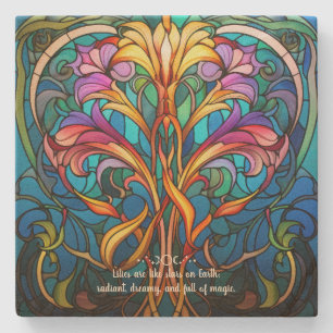 Create Your Own Stained Glass Summer Lilies Stone Coaster