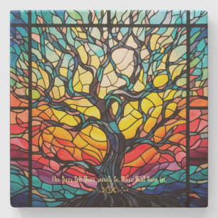 Create Your Own Stained Glass Sunrise Window Tree Stone Coaster