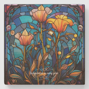 Create Your Own Stained Glass Sunset Petunias Stone Coaster