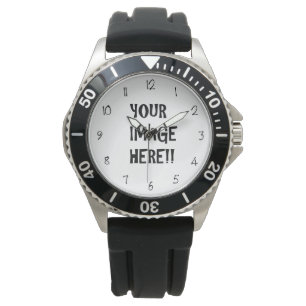 Create Your Own Stainless Steel Black Rubber Watch