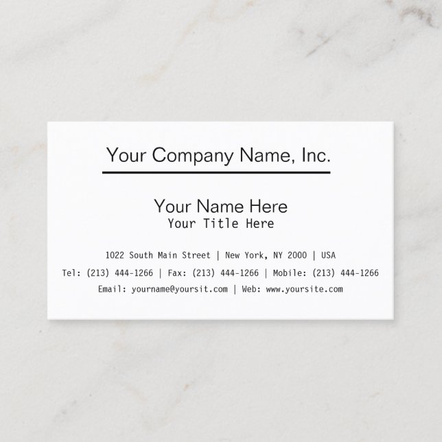 Create Your Own Standard Business Card (Front)
