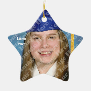 Create Your Own Star Photo Keepsake With Text Ceramic Ornament