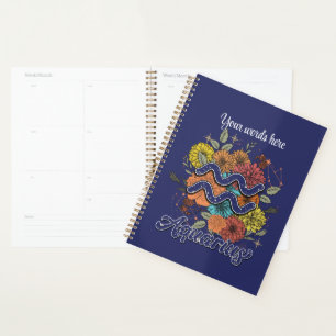 Create Your Own Starry Floral Aquarius Zodiac Planner