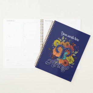 Create Your Own Starry Floral Aries Zodiac Planner