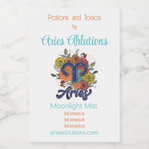 Create Your Own Starry Floral Aries Zodiac Wine Label