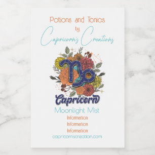 Create Your Own Starry Floral Capricorn Zodiac Wine Label