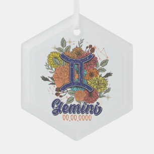 Create Your Own Starry Floral Gemini Zodiac Glass Tree Decoration