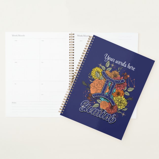 Create Your Own Starry Floral Gemini Zodiac Planner (Display)