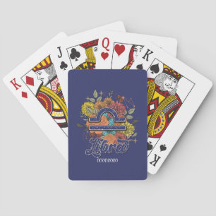 Create Your Own Starry Floral Libra Zodiac Playing Cards