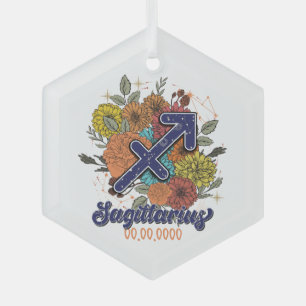 Create Your Own Starry Floral Sagittarius Zodiac Glass Tree Decoration