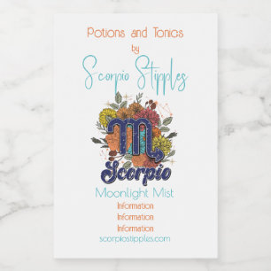 Create Your Own Starry Floral Scorpio Zodiac Wine Label