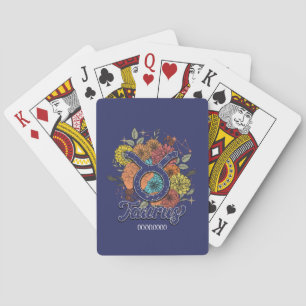 Create Your Own Starry Floral Taurus Zodiac Playing Cards