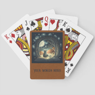 Create Your Own Starry Mystical Black Cat Playing Cards