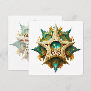 Create Your Own Steampunk Castle Snowflake Yule Invitation