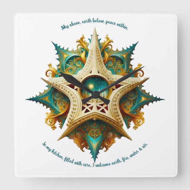 Create Your Own Steampunk Castle Snowflake Yule Square Wall Clock (Front)