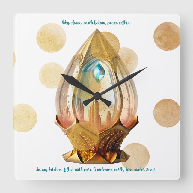 Create Your Own Steampunk Crystal Ball Lantern Square Wall Clock (Front)