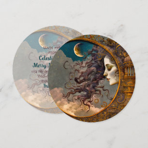 Create Your Own Steampunk Lady of the Moon Invitation