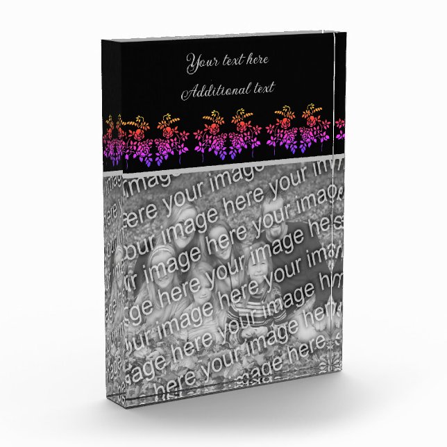 Create Your Own Stenciled Roses Personalised  Photo Block (Left)