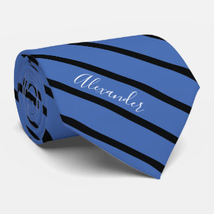Create Your Own Striped Blue Black Name Tie