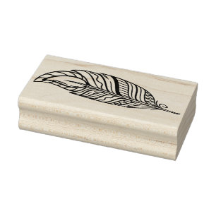 Create Your Own Striped Boho Teardrop Feather Rubber Stamp