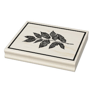 Create Your Own Striped Leaf Herbal Sprig Rubber Stamp