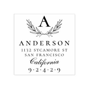 Create Your Own Stylish Monogram Family Address Rubber Stamp