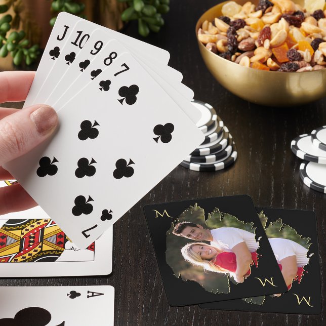 Create Your Own Stylish Unique Photo Gold Monogram Playing Cards (Create Your Own Stylish Unique Photo Gold Monogram Poker Cards)