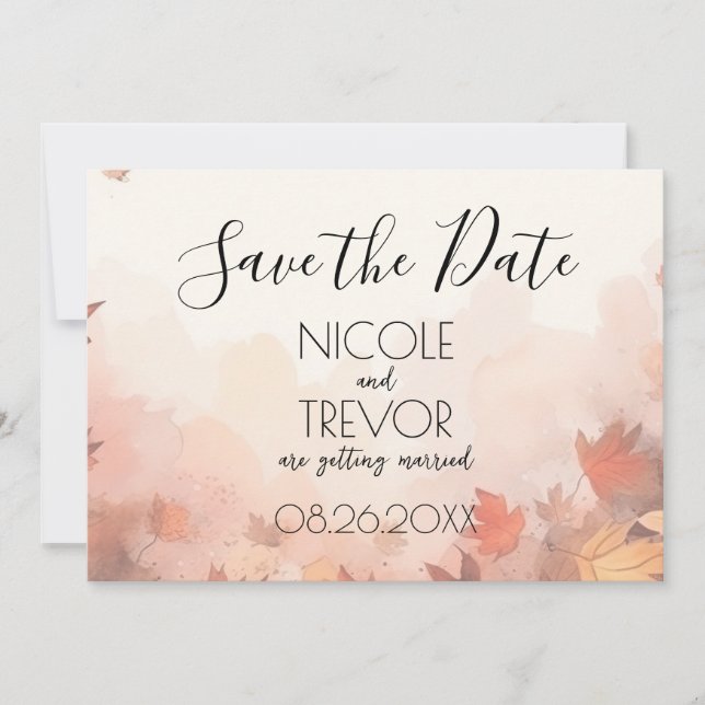 Create Your Own - Subtle Autumn Leaves Save The Date (Front)