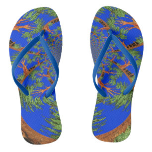 Create Your Own Summer Blue Sky Wave Pattern Thongs