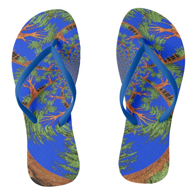 Create Your Own Summer Blue Sky Wave Pattern Thongs (Footbed)