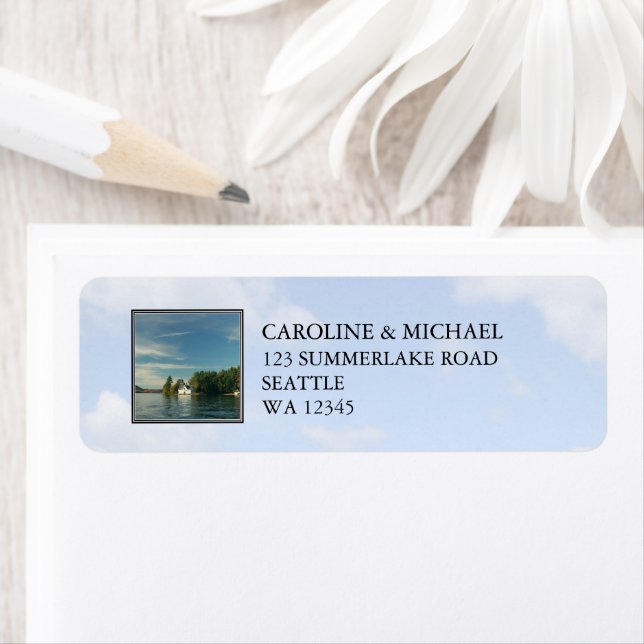 Create your own summer lake house return address label (Insitu)