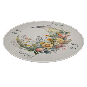 Create Your Own Sunny Floral Crescent Moon Cutting Board