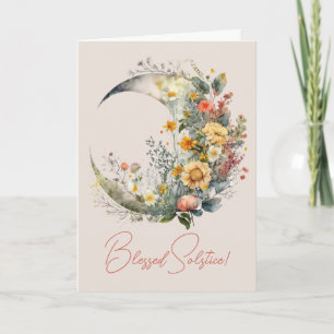 Create Your Own Sunny Floral Crescent Moon Holiday Card