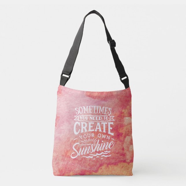 Create Your Own Sunshine Hand Lettered Pink Paint Crossbody Bag (Front)