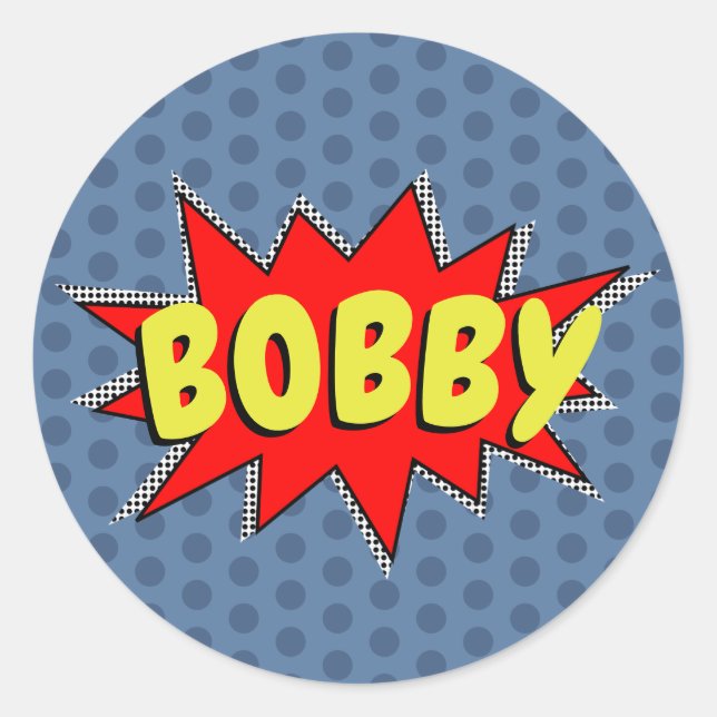 Create Your Own Superhero Name! POW! Classic Round Sticker (Front)