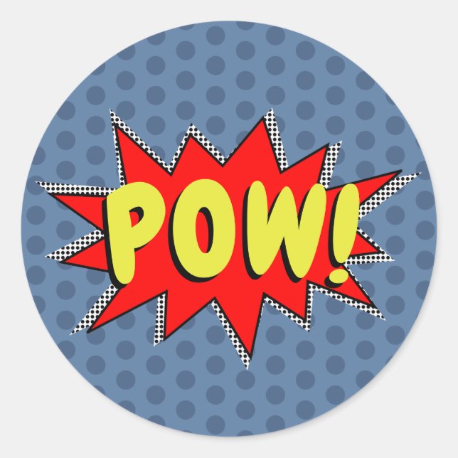 Create Your Own Superhero Onomatopoeias! POW! Classic Round Sticker (Front)