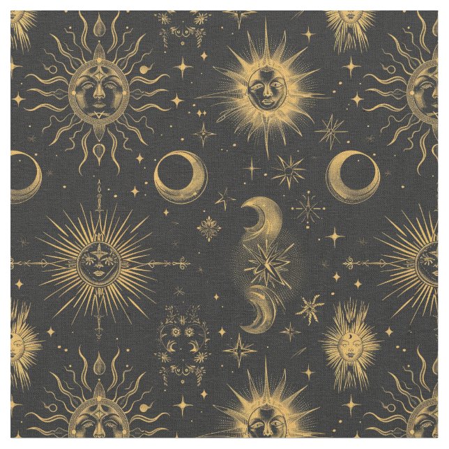 Create Your Own Surreal Celestial Moon & Stars Fabric (Close Up)