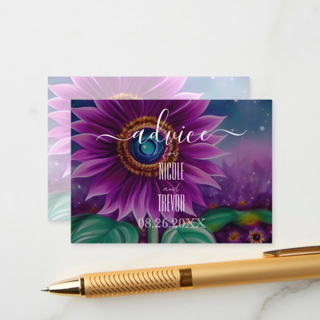 Create Your Own Surreal Purple Sunflower  Advice Card (Front/Back In Situ)