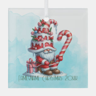 Create Your Own Sweet Candy Cane Christmas Gnome Glass Tree Decoration